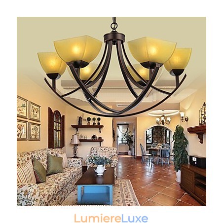 Lustre 6 lumières traditionnel classique vintage en métal Lustre 6 lumières traditionnel classique vintage en métal