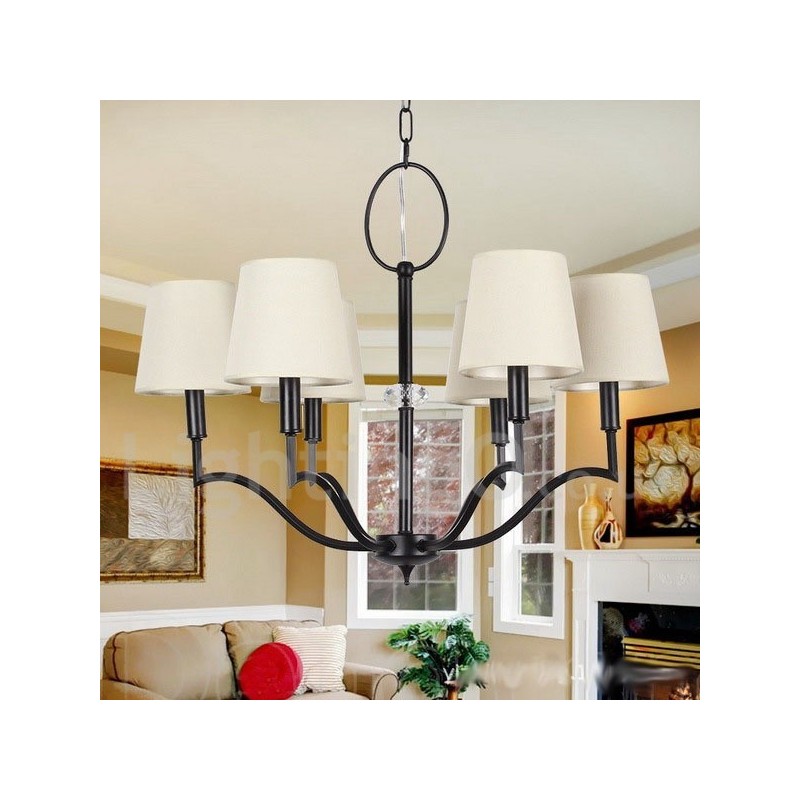 Lustre contemporain moderne à 6 lumières de style bougie