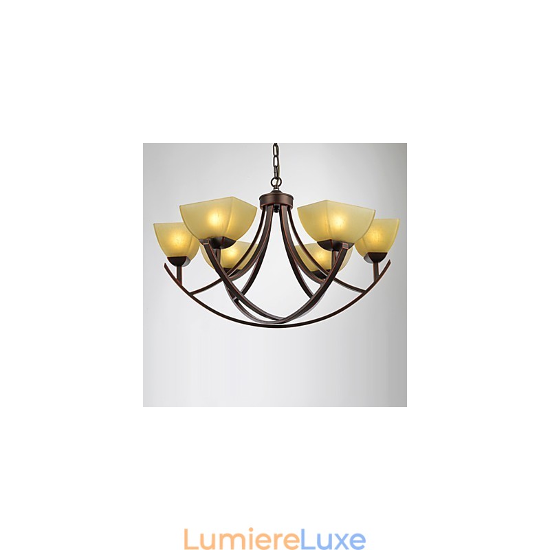 Lustre 6 lumières traditionnel classique vintage en métal