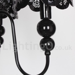 Lustre moderne contemporain à 5 lumières de style bougie creuse noire