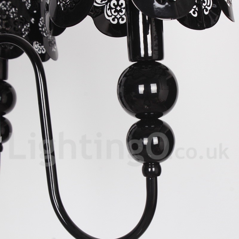 Lustre moderne contemporain à 5 lumières de style bougie creuse noire