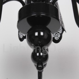 Lustre moderne contemporain à 5 lumières de style bougie creuse noire
