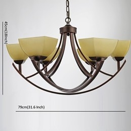 Lustre 6 lumières traditionnel classique vintage en métal
