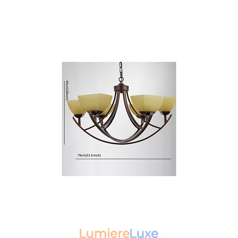 Lustre 6 lumières traditionnel classique vintage en métal