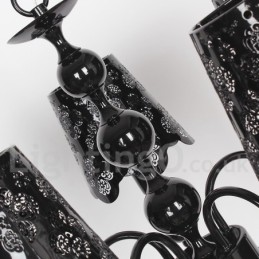 Lustre moderne contemporain à 5 lumières de style bougie creuse noire