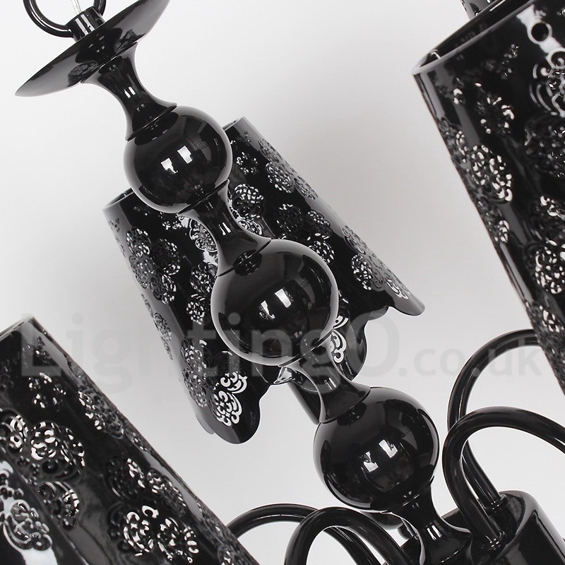Lustre moderne contemporain à 5 lumières de style bougie creuse noire