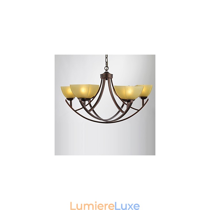 Lustre 6 lumières traditionnel classique vintage en métal