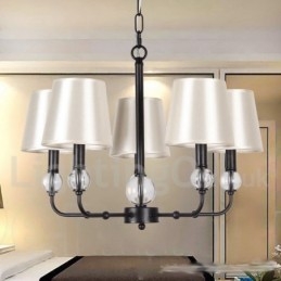 Lustre rustique rétro noir contemporain à 5 lumières de style bougie