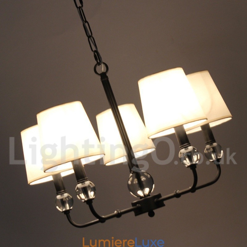 Lustre rustique rétro noir contemporain à 5 lumières de style bougie