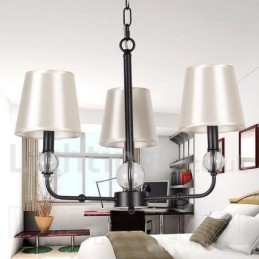 Lustre contemporain noir rétro à 3 lumières de style bougie