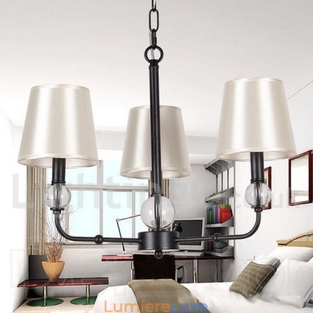 Lustre contemporain noir rétro à 3 lumières de style bougie Lustre contemporain noir rétro à 3 lumières de style bougie