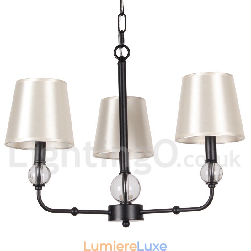 Lustre contemporain noir rétro à 3 lumières de style bougie