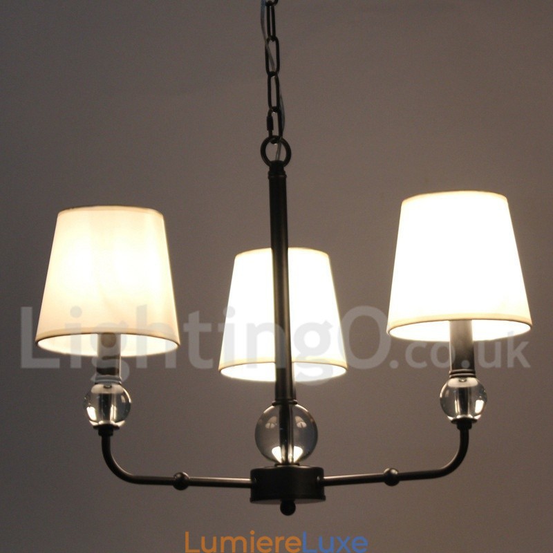 Lustre contemporain noir rétro à 3 lumières de style bougie