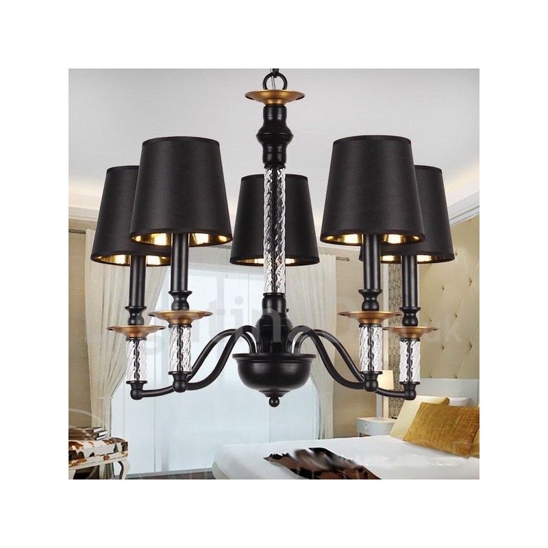 Lustre rétro noir à 5 lumières de style bougie