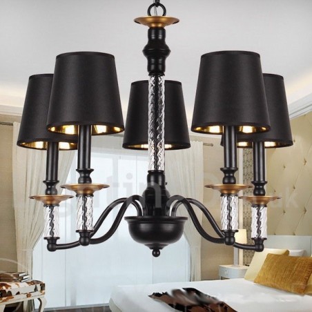Lustre rétro noir à 5 lumières de style bougie