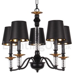 Lustre rétro noir à 5 lumières de style bougie