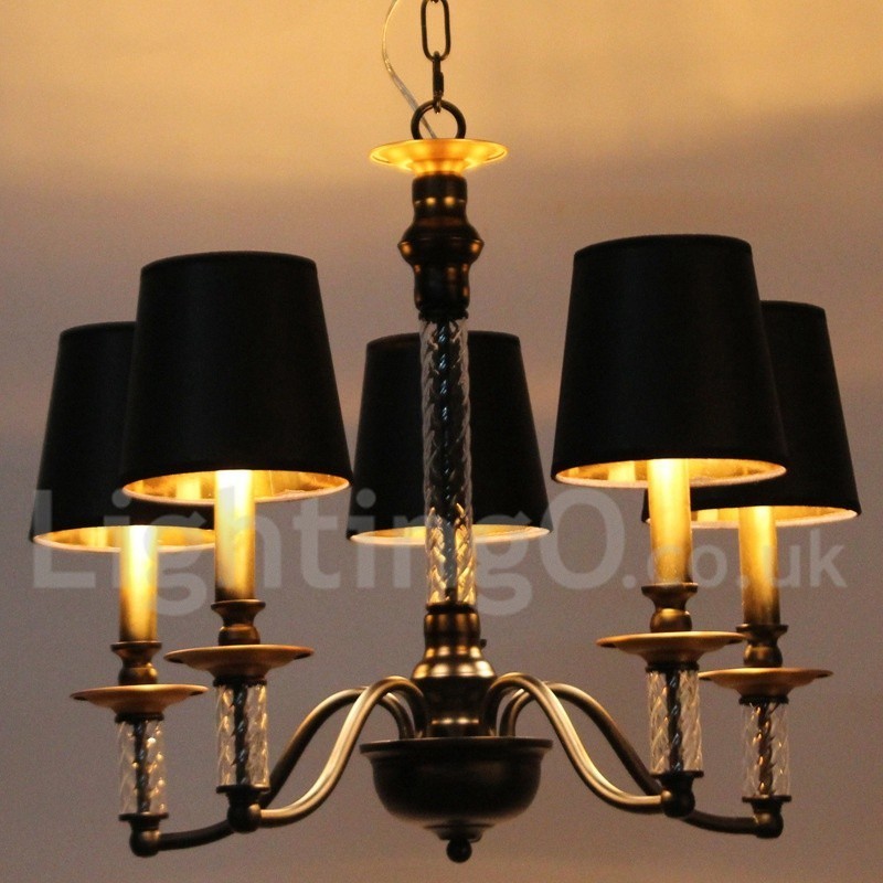 Lustre rétro noir à 5 lumières de style bougie