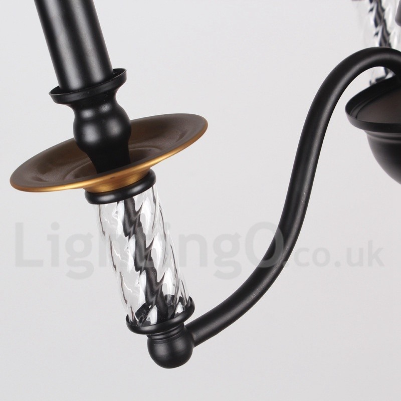 Lustre rétro noir à 5 lumières de style bougie