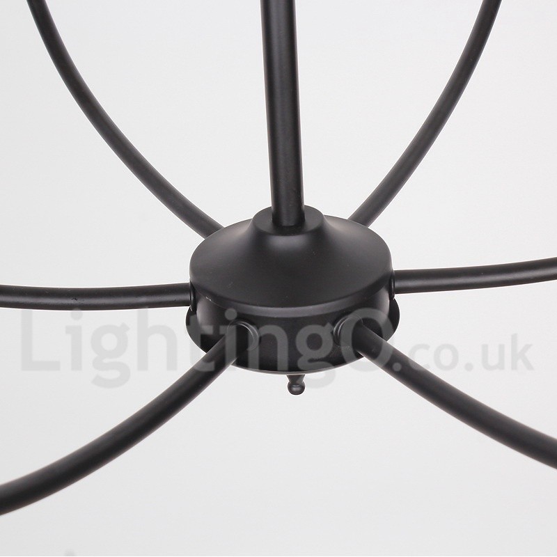 Lustre contemporain noir rétro à 8 lumières de style bougie