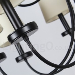 Lustre rétro contemporain à 12 lumières, style bougie noir à 2 niveaux
