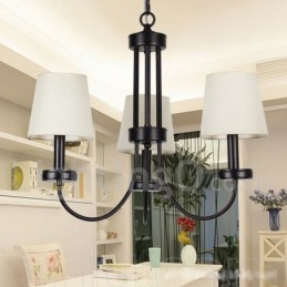 Lustre rétro contemporain noir à 3 lumières de style bougie