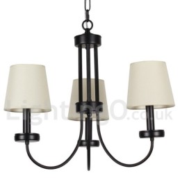 Lustre rétro contemporain noir à 3 lumières de style bougie
