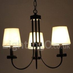 Lustre rétro contemporain noir à 3 lumières de style bougie
