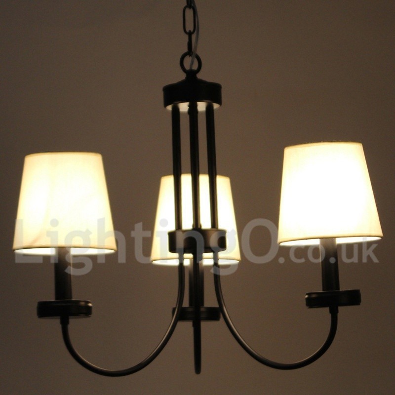 Lustre rétro contemporain noir à 3 lumières de style bougie