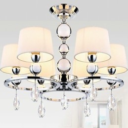 Lustre moderne contemporain en cristal et métal chromé