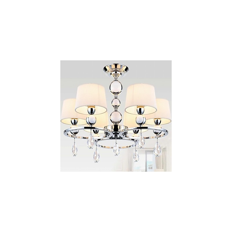 Lustre moderne contemporain en cristal et métal chromé