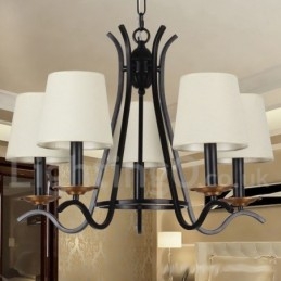 Lustre noir rétro contemporain à 5 lumières de style bougie