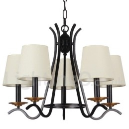 Lustre noir rétro contemporain à 5 lumières de style bougie