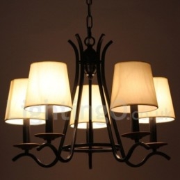 Lustre noir rétro contemporain à 5 lumières de style bougie
