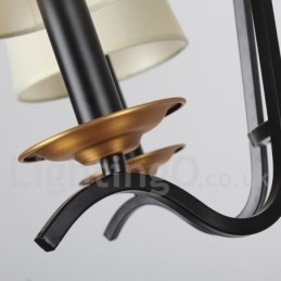 Lustre noir rétro contemporain à 5 lumières de style bougie