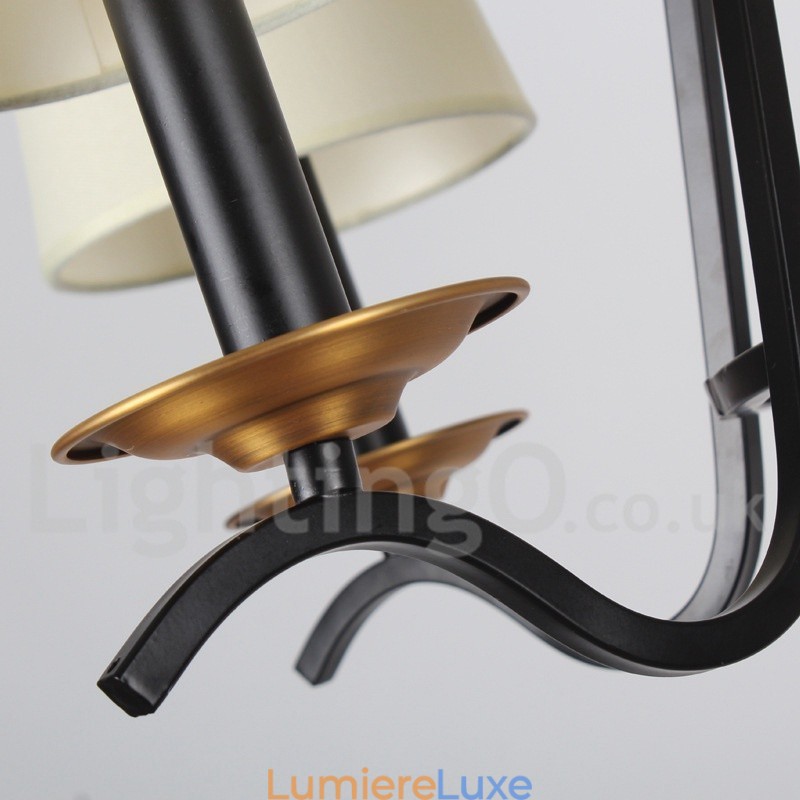 Lustre noir rétro contemporain à 5 lumières de style bougie