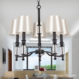 Lustre noir à 5 lumières et 2 niveaux, style rétro contemporain, style bougie