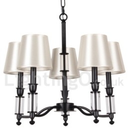 Lustre noir à 5 lumières et 2 niveaux, style rétro contemporain, style bougie