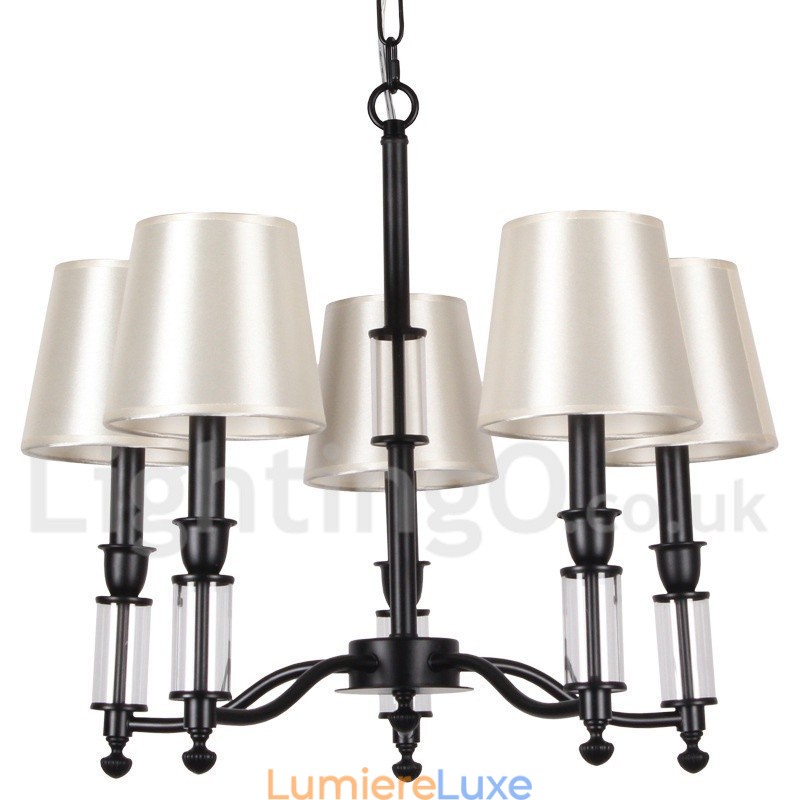 Lustre noir à 5 lumières et 2 niveaux, style rétro contemporain, style bougie