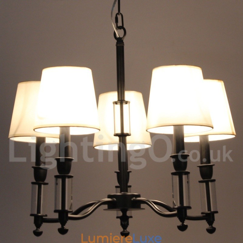 Lustre noir à 5 lumières et 2 niveaux, style rétro contemporain, style bougie