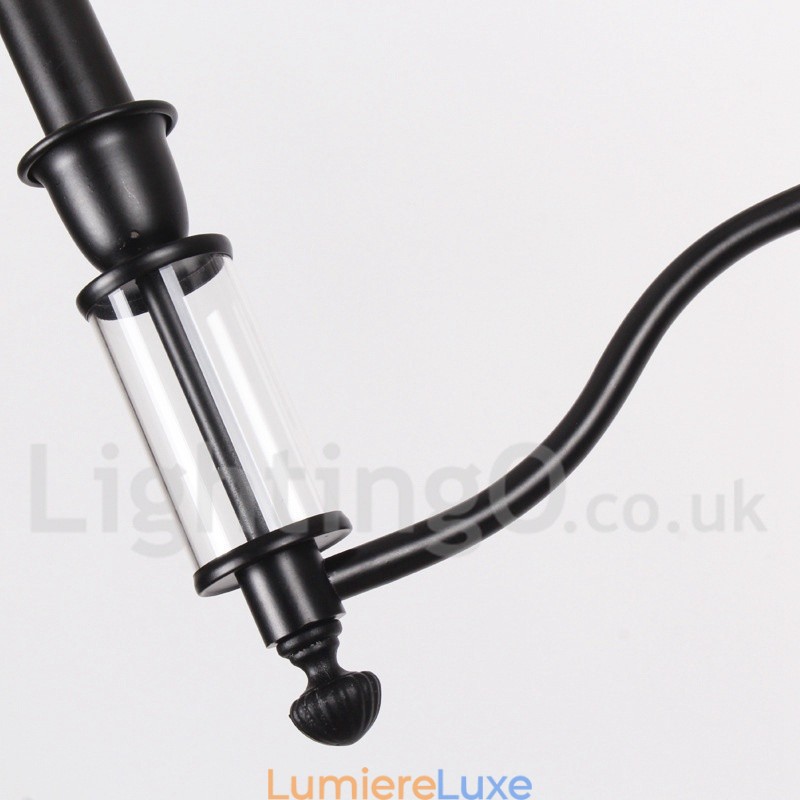 Lustre noir à 5 lumières et 2 niveaux, style rétro contemporain, style bougie