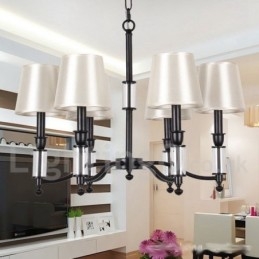 Lustre noir rétro contemporain à 6 lumières de style bougie