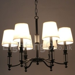 Lustre noir rétro contemporain à 6 lumières de style bougie