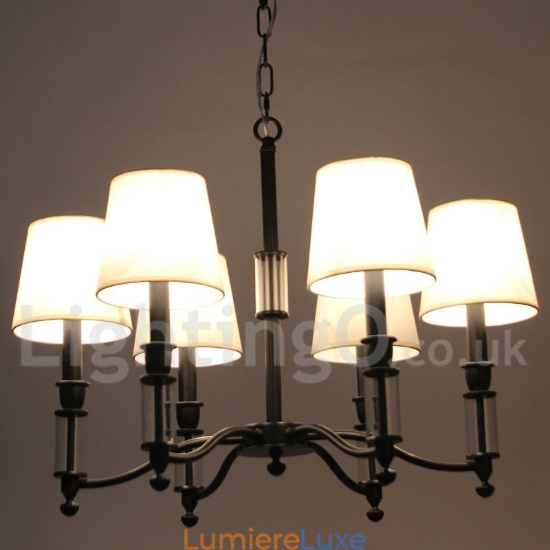 Lustre noir rétro contemporain à 6 lumières de style bougie