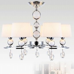 Lustre moderne contemporain en cristal et métal chromé