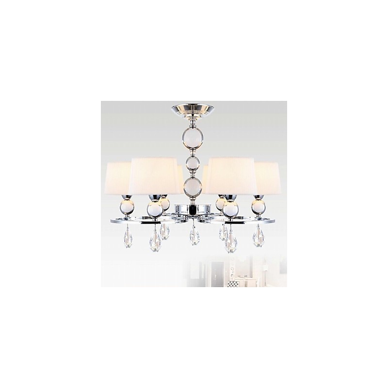Lustre moderne contemporain en cristal et métal chromé