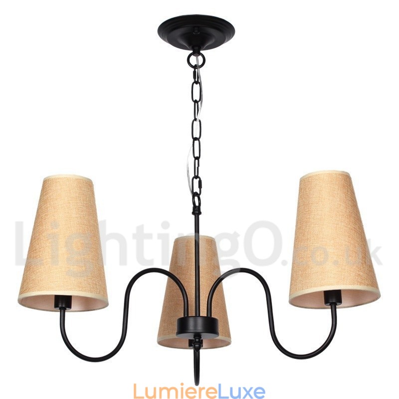 Lustre rétro méditerranéen à 3 lumières style bougie