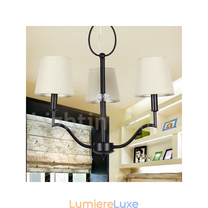 Lustre contemporain moderne à 3 lumières de style bougie