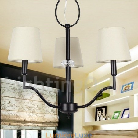 Lustre contemporain moderne à 3 lumières de style bougie