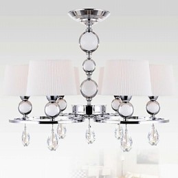 Lustre moderne contemporain en cristal et métal chromé