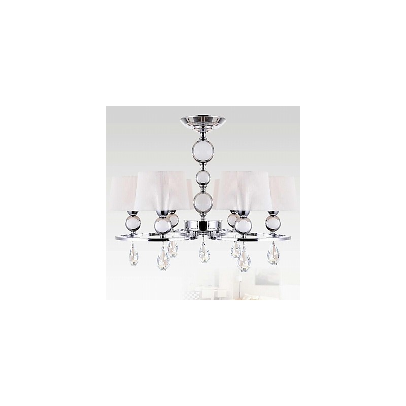 Lustre moderne contemporain en cristal et métal chromé